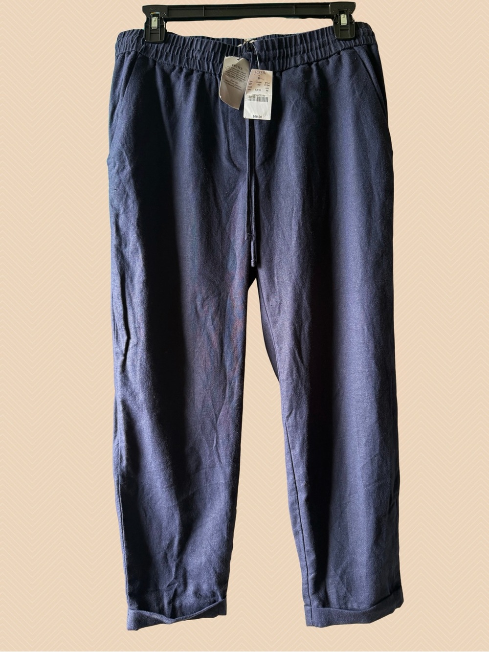 NWT J.CREW Cotton linen blend navy blue pant 6P